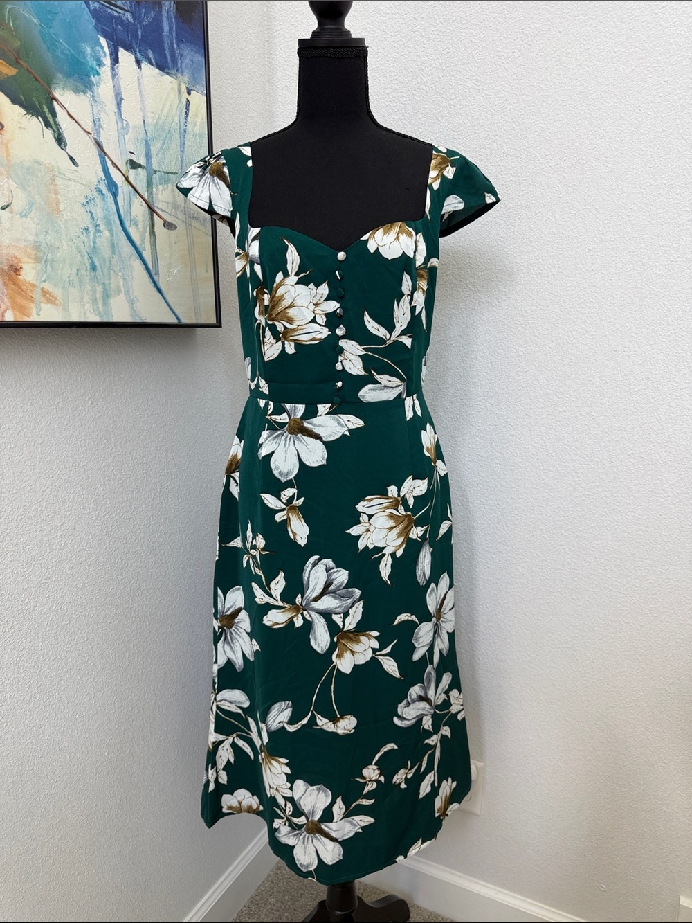 RIHOAS | Dark green floral dress